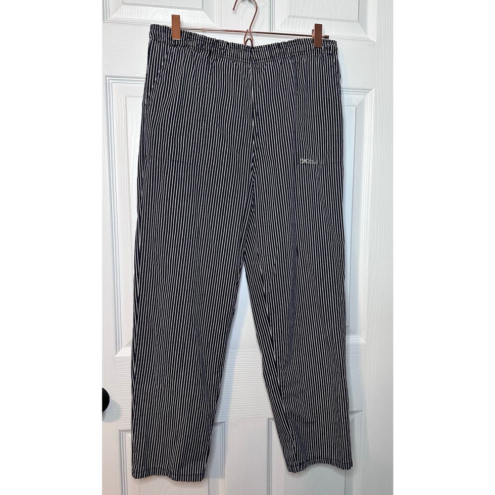 Vintage Sasson Black Striped Pants Women’s Elastic Waist  Retro Style 13/14